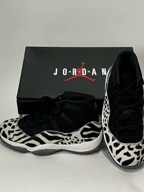 Jordan High-Top Sneakers with Black & White Animal Print